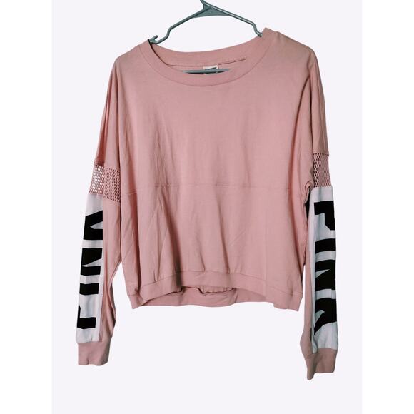 New Pink Victoria Secret crop top oversized jersey pink size XS - Picture 1 of 11
